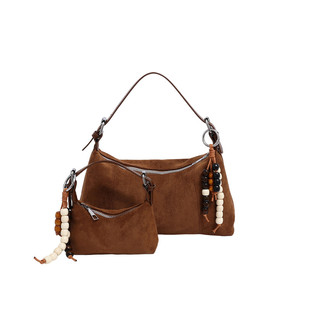 MBSQHNA小众设计包包女2025新款麂皮绒单肩斜挎包秋冬洋气饺子包