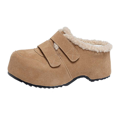 厚底一脚蹬加绒勃肯包头半拖鞋