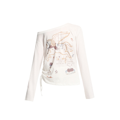 Tuwhy天丝斜肩抽绳薄款罩衫