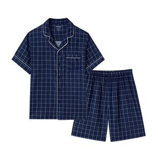Jockey男款睡衣男夏纯棉短袖休闲男士家居服夏天薄款全棉套装