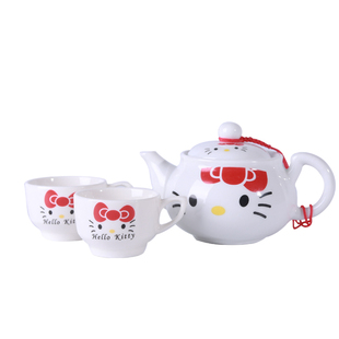 功夫茶具套装陶瓷卡通KT猫儿童喝水茶壶茶杯茶盘幼儿园早教礼品