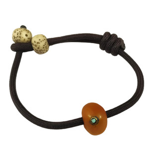 天然珠宝老蜜蜡镶嵌松石回流线绳女款手镯手链串波罗的海俄料扣子