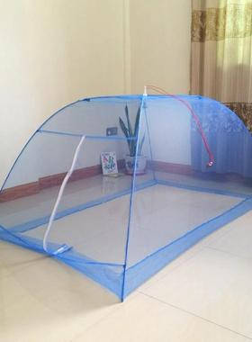 打地铺懒人蚊帐学生免安装通用90宽蓝色单门伞型无底拉链宿舍蚊帐