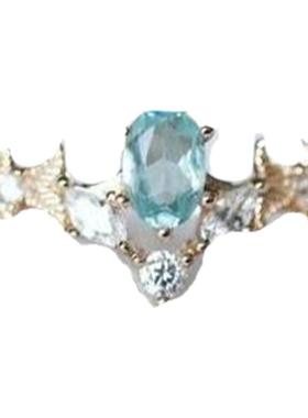 《夏弥尔之冠》超超美稀少纯美湖水蓝绿色磷灰石轻奢百搭同款戒指