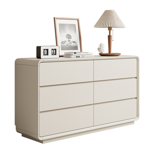 实木斗柜客厅抽屉柜简约现代卧室床尾置物柜奶油风烤漆家用收纳柜