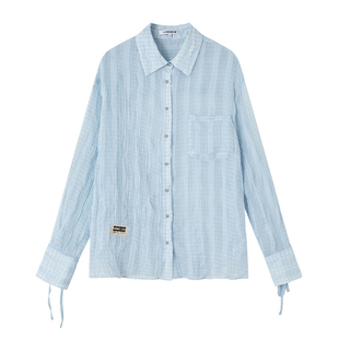 SOMESOWE衬衫女松弛感褶皱设计微透宽松上衣2025秋季新款官方授权