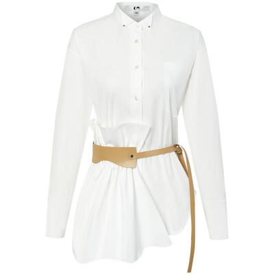 可拆卸褶裥拼接衬衫上衣