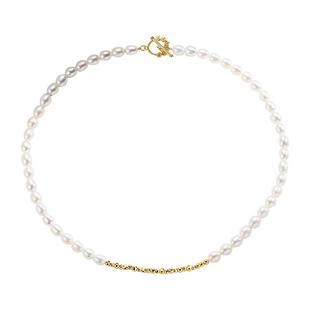 珍世缘 绮韵 近圆淡水米形珍珠项链时尚年轻款锁骨链女款颈链