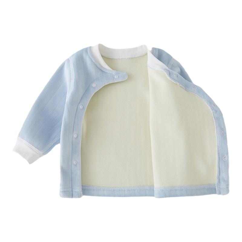 婧麒儿童家居服秋冬宝宝加绒衣服男女童单件无骨秋衣家居服上衣