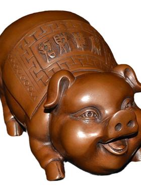 实心十二生肖书桌博物架发财猪