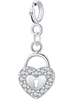 MODIAN 925纯银微镶心形挂锁吊坠精致小巧时尚百搭爱心情侣礼物