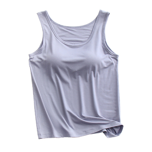 莫代尔带胸垫吊带背心女文胸一体内衣防走光长款免穿文胸打底上衣