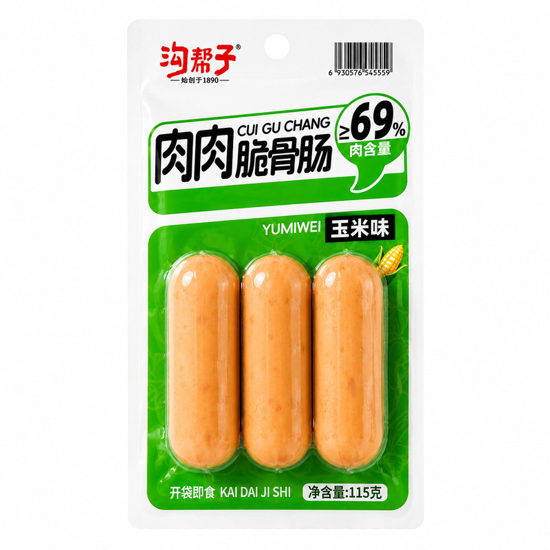 沟帮子肉肉脆骨肠115g香辣玉米味