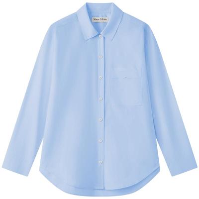 MOP刺绣logo纯棉纯色长袖衬衫女