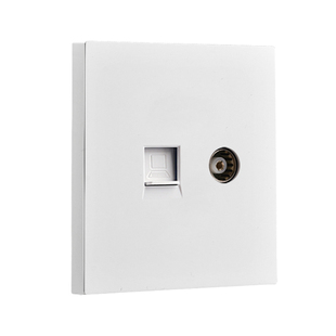 86暗装白色有线电视电话带网络网口网线电脑插座面板六类千兆网速