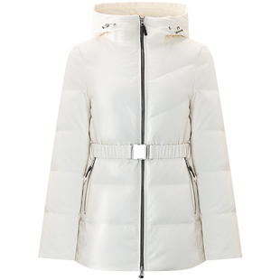 【95白鸭绒】库恩玛维韩版连帽羽绒服女2025年冬新款束腰保暖外套