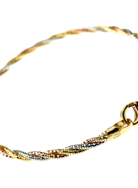 意大利工艺925纯银手环女 三线三色彩银镭射闪光弹力银手镯百搭潮