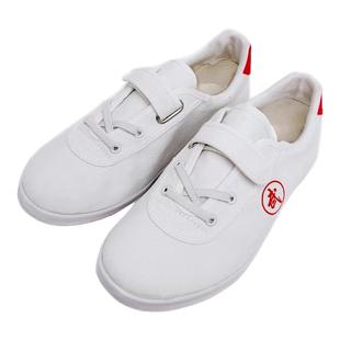 双星武术鞋儿童练功鞋男女款帆布鞋搭扣训练鞋动鞋软底白色魔术贴