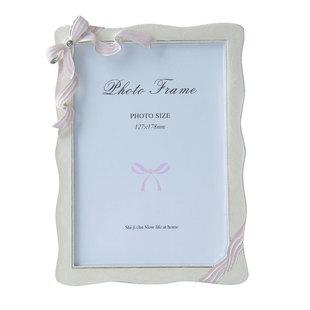 法式高级感可爱相框奶油风蝴蝶结5 6 7寸摆台粉/蓝色afternoontea