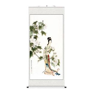 麻姑献寿图仕女中式人物卷轴画祝寿贺寿礼品丝绸挂画客厅装饰画