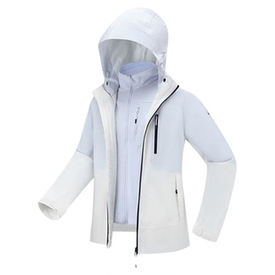 迪卡侬冲锋衣三合一户外抓绒外套秋冬防风防水夹克男女登山服ODW