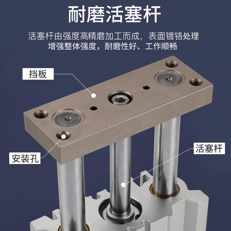 TCM可调带导杆三杆三轴气缸MGPM12/16/20/25-10-20-30-40-50-75SZ