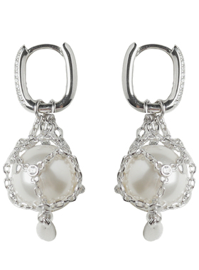 纯银网兜珍珠吊坠项链镶钻锆石项坠女款2025新款爆款吊坠颈链配饰