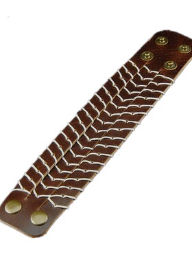 三条柔软咖啡色牛皮白绳朋克手链