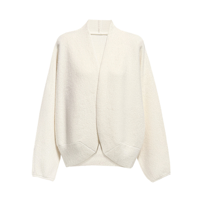 极简白色V领慵懒风针织开衫