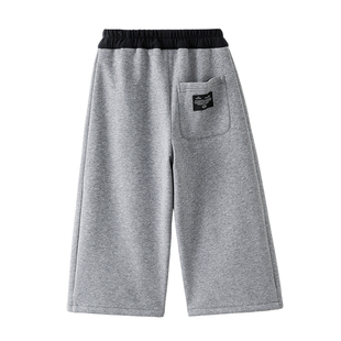 男童加绒弯刀裤子运动裤卫裤2025秋冬新款儿童加绒加厚保暖休闲裤