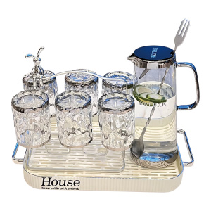 轻奢水杯套装家用客厅茶几喝水杯子茶杯茶具茶壶玻璃杯待客高级感