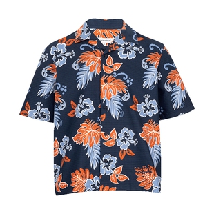 Maison Kitsune男花卉防撕裂方格布衬衫男士2025秋冬新款XY推选