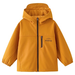 男童加绒冲锋衣2026冬装新款秋冬款儿童男孩户外防水加厚连帽外套