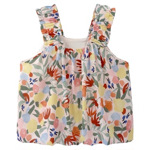 多巴胺海边穿搭上衣大理旅游碎花吊带娃娃衫泰国旅行沙滩吊带背心