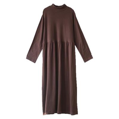 咖色休闲显瘦德绒连衣裙