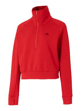 阿迪达斯正品女装春季新款红色运动服休闲舒适保暖户外跑步套头衫