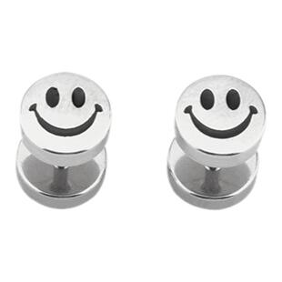 PDSTYLE 2021年新款潮时尚百搭钛钢笑脸耳钉男女潮冷淡风精致耳饰