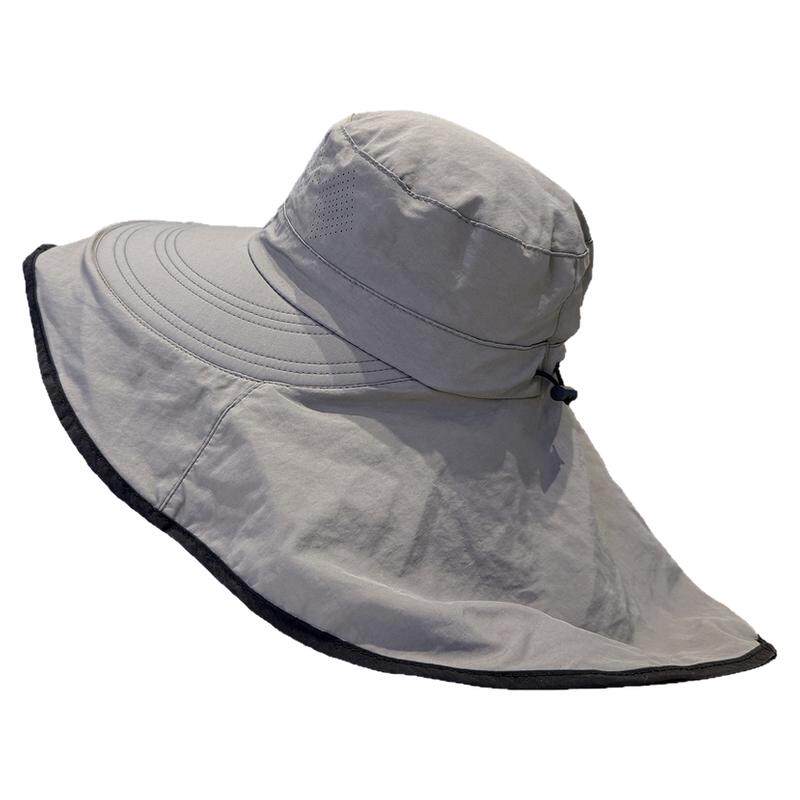 夏季大檐防晒护颈披肩登山帽女