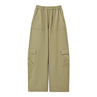 SEAWHEN海维恩冬季新款加绒阔腿裤女机能风美式多口袋软壳工装裤