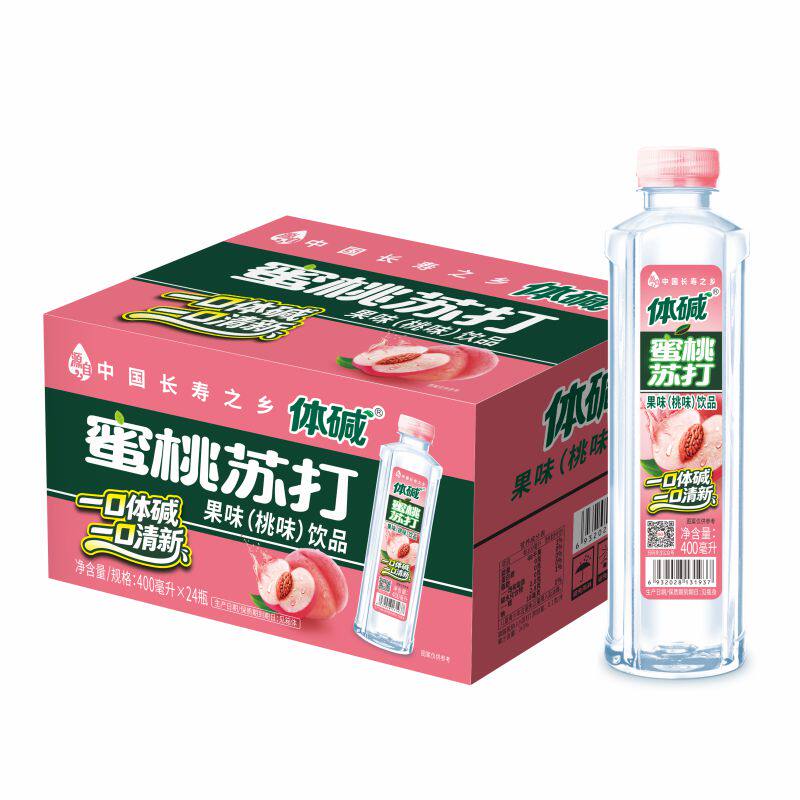栗子园体碱蜜桃柠檬苏打饮料无汽果味饮料饮用水饮品400ML*24瓶