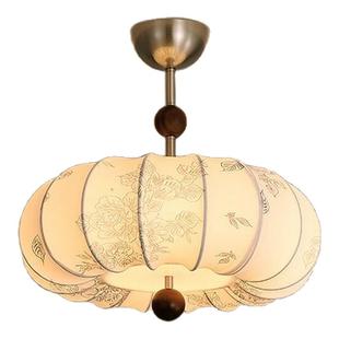 法式中古风吊灯卧室灯温馨浪漫布艺花纹复古南洋餐厅主卧书房灯具