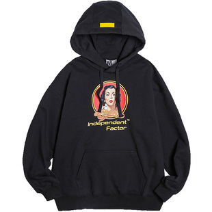独立因子Independent Factor 廓版卫衣女重磅印花帽衫男潮牌宽松