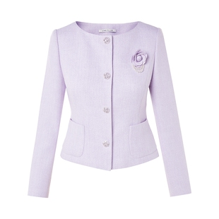 朗姿/LIME莱茵法式山茶花珠链收腰套装圆领上衣半裙优雅26春新款