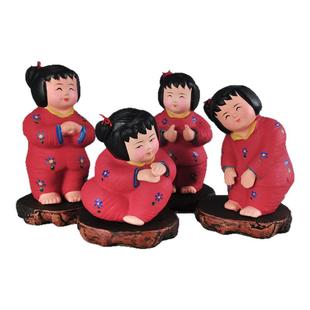 天津泥人张彩塑梦娃娃 中国风特色手工艺礼品 泥娃娃泥人装饰摆件