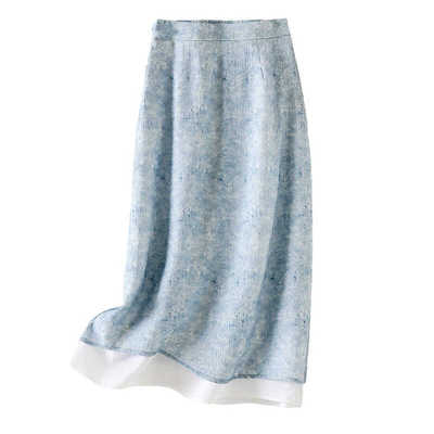 IHIMI海谧肌理晕染拼色半身裙女