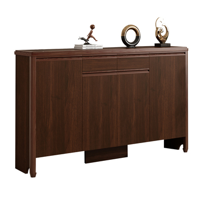 新中式家用多功能鞋柜进门客厅玄关柜入户门口全实木隔断柜乌金色