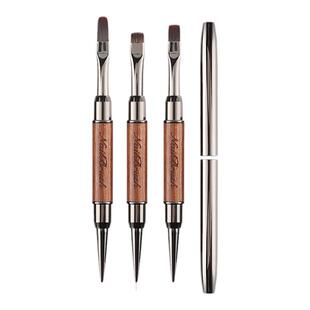 美甲双头笔刷方圆头拉线笔长建构美甲笔刷新款日式底胶美甲笔