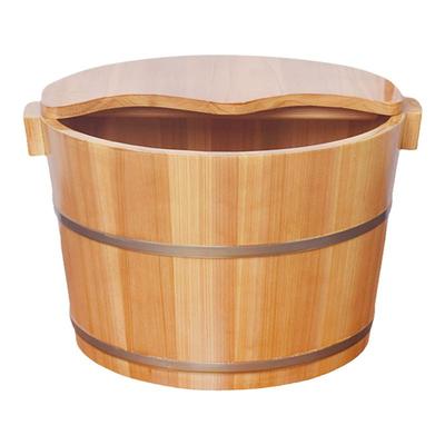 足享健香杉实木泡脚桶带木盖按摩