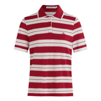 Navigare意大利小帆船夏季新款学院风撞色T恤条纹女士POLO针织衫