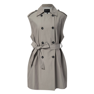 BCBG秋冬新款时尚流行优雅设计感风衣式系带收腰女士马夹